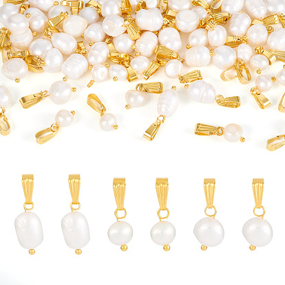 60шт 3 стиль натуральный жемчуг подвески, с латунной фурнитурой 