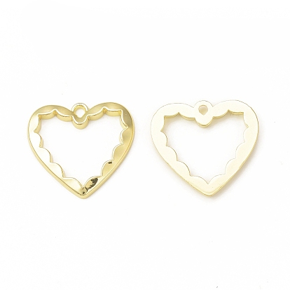 Rack Plating Alloy Heart Open Back Bezel Pendants, For DIY UV Resin, Epoxy Resin, Pressed Flower Jewelry, Cadmium Free & Nickel Free & Lead Free