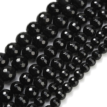 Природные обсидиана бисер нитей, граненые, круглые