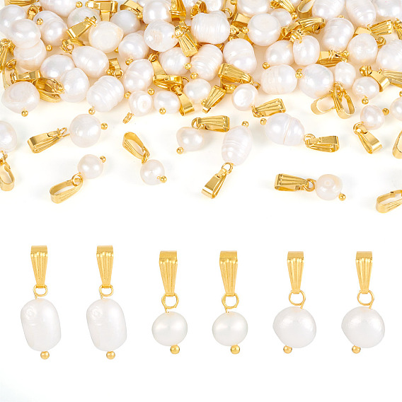 60шт 3 стиль натуральный жемчуг подвески, с латунной фурнитурой 