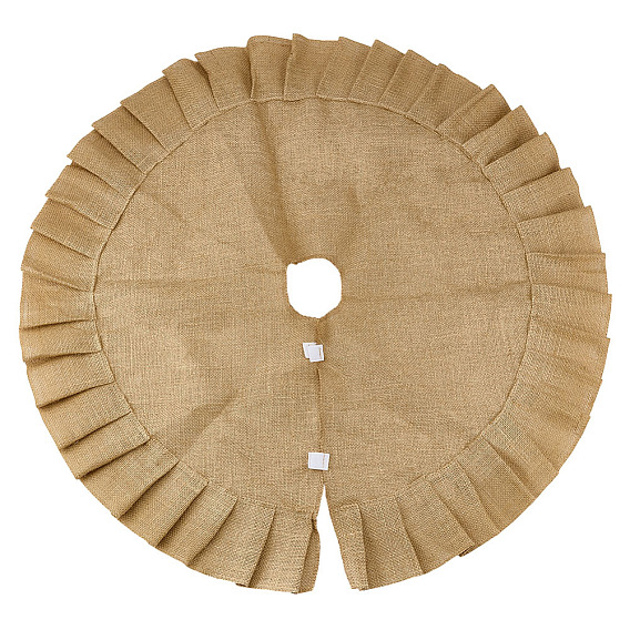 Льняная юбка с рождественской елкой, нижняя часть с оборкой по краю, круглые