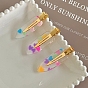 Rainbow Color Heart Pattern Cellulose Acetate(Resin) Alligator Hair Clip, with Iron Findings, Hair Accessories for Women