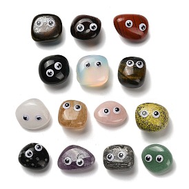 Natural & Synthetic Gemstone Display Decorations, with Resin Eye, for Home Office Desktop Feng Shui Ornament, Nuggets