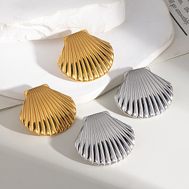 Модные серьги-гвоздики в форме ракушки из нержавеющей стали