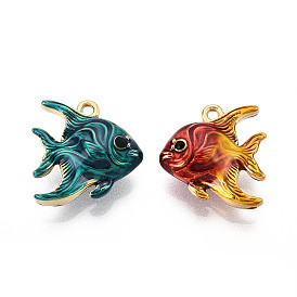304 нержавеющей стальной эмали подвески, рыба, со стразами, без свинца и без кадмия, реальный 18 k позолоченный