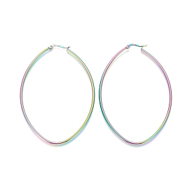 304 Stainless Steel Geometric Hoop Earrings for Women Girls, Hypoallergenic Earrings, Oval