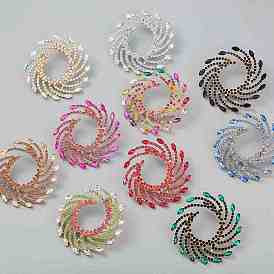 Sparkling Rhinestone Vortex Stud Earrings, Alloy Jewelry for Women