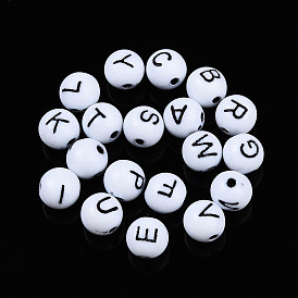 Непрозрачные акриловые бусины, круглый с буквой a~z