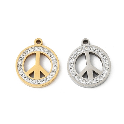 304 из нержавеющей стали горный хрусталь подвески, с эпоксидной смолой, оберег знак мира