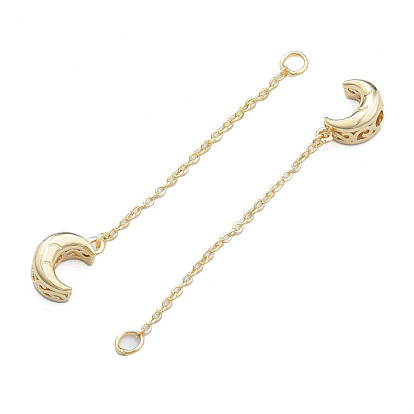 Brass Beads, with Chain, Nickel Free, Moon