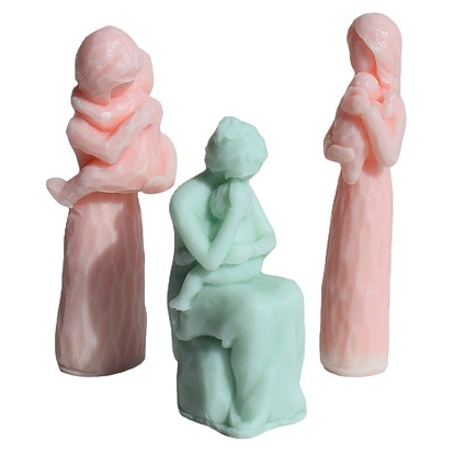 3d moule de statue en silicone de bougie de cire d'aromathérapie, Bricolage figure humaine aromathérapie plâtre chute de colle ornement, mère tenant un enfant