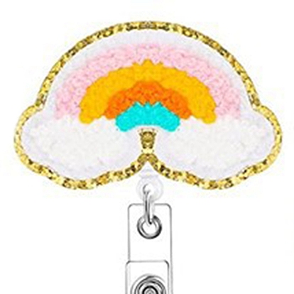China Factory Rainbow Wool Chenille Clip-On Retractable Badge
