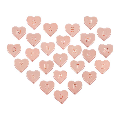 Alloy Beads, Heart with Alphabet