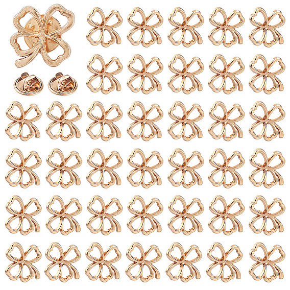 40Pcs Alloy Lapel Pin Backs for Backpack Clothes, Clover