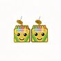 Acrylic Glitter Powder Stud Dangle Earrings, Crayon