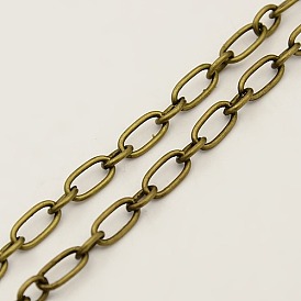 Iron Mother-Son Chains, with Spool, Unwelded, Oval, 9x5x1mm, 5x4x1mm, about 328.08 Feet(100m)/roll