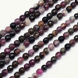 Faceted Round Natural Tourmaline Bead Strands