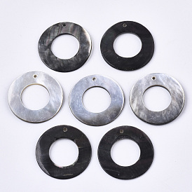 Natural Black Lip Shell Pendants, Ring