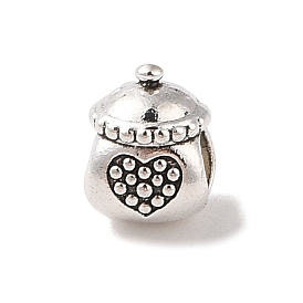 Tibetan Style Alloy European Beads, Lead Free & Cadmium Free, Large Hole Beads, House with Heart