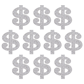 10шт. вышитые стразами нашивки из самоклеящейся нити для пришивания/приклеивания утюгом, аппликации из ткани, доллар