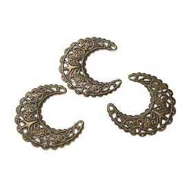 Iron Filigree Joiners, Etched Metal Embellishments, Crescent Moon