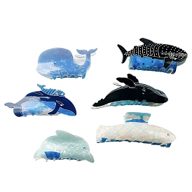 Whale PVC Large Claw Hair Clips, Hair Accessories for Women & Girls
