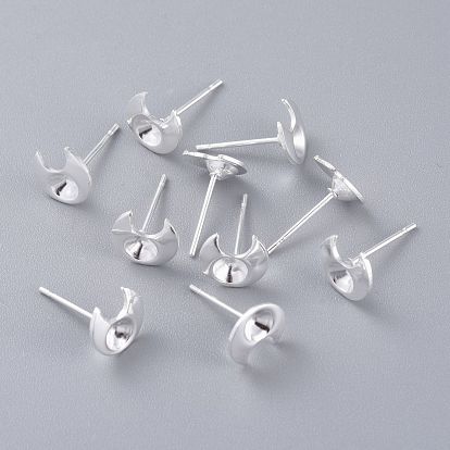 304 Stainless Steel Stud Earring Settings, Moon