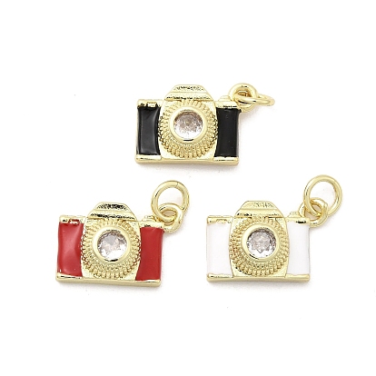 Латунные микро проложить кубического циркония подвески, прелести камеры, с прыгающим кольцом и эмалью, без кадмия и без свинца, стойки покрытие, долговечный, реальный 18 k позолоченный
