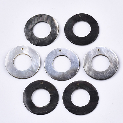 Natural Black Lip Shell Pendants, Ring