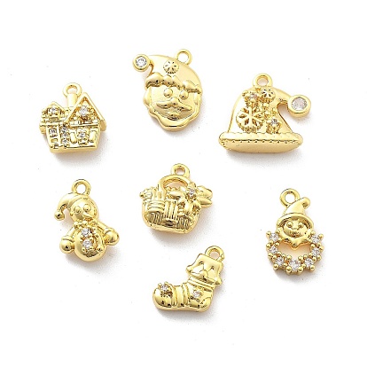 Латунные микро проложить кубического циркония подвески, настоящие 18k позолоченные подвески, рождественские темы