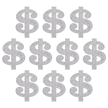 10шт. вышитые стразами нашивки из самоклеящейся нити для пришивания/приклеивания утюгом, аппликации из ткани, доллар