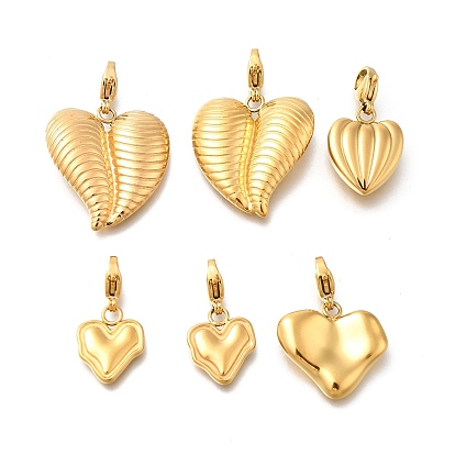 Сердце 304 подвесные украшения из нержавеющей стали, ионное покрытие (ip), с застежкой омар коготь