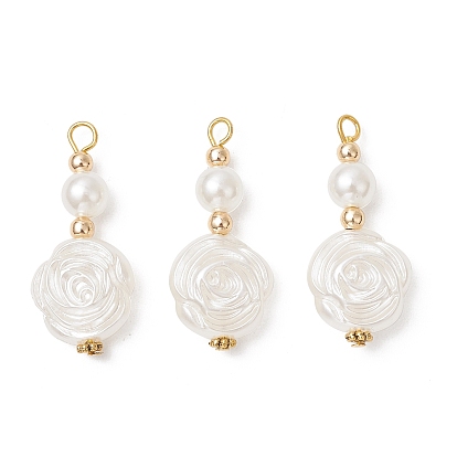 Абс пластмассовые жемчужные подвески, цветок, с железной петлей