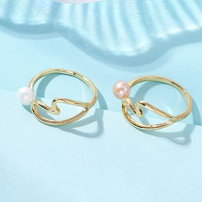 Кольца латуни пальца, сердце, с натуральным культивированным пресноводным жемчугом, реальный 18 k позолоченный