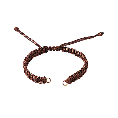 Cordon de polyester ciré tressé, fabrication de bracelets à maillons réglables, avec 304 anneaux de saut ouverts en acier inoxydable, convient au charme du connecteur