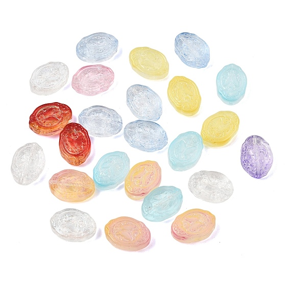 Transparent Handmade Lampwork Beads, Oval & Butterfly