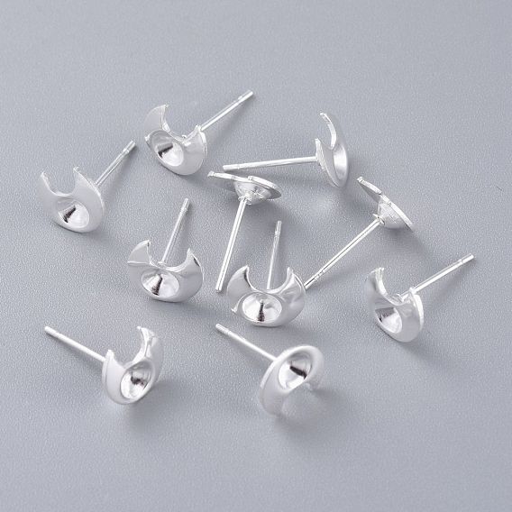 304 Stainless Steel Stud Earring Settings, Moon