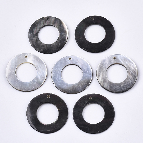 Natural Black Lip Shell Pendants, Ring