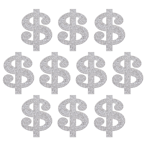 10шт. вышитые стразами нашивки из самоклеящейся нити для пришивания/приклеивания утюгом, аппликации из ткани, доллар