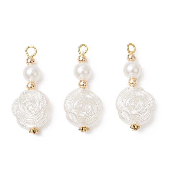 Абс пластмассовые жемчужные подвески, цветок, с железной петлей