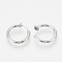 201 Stainless Steel Retractable Clip-on Hoop Earrings, For Non-pierced Ears, with 304 Stainless Steel Pins and Spring Findings