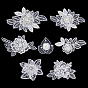 14Pcs 7 Styles Polyester Clothing Patches, Sew on Ornament Accessories, Flower, with Plastic
