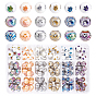 180Pcs 18 Style Electroplate Glass Beads, Round with Yin Yang & Maple Leaf & Floral Pattern