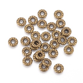 Alliage de perles d'entretoise de style tibétain, sans plomb et sans cadmium, donut, 8x2mm, Trou: 3mm