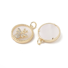 Brass Pendants Pave Shell, with Clear Cubic Zirconia, Butterfly