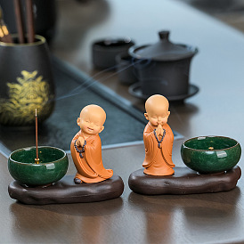 Baby Buddha Statue Resin Incense Burners for Good Luck, Home Office Teahouse Zen Buddhist Supplies