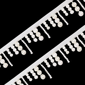 Полиэстеровая лента с морщинами, кружевной отделкой, с бусинами из искусственного жемчуга и картонной карточкой-дисплеем