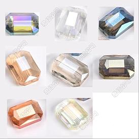 104 pcs 8 couleurs plaquent des brins de perles de verre transparent, demi-plaqué, facette, rectangle