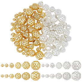 96шт 12 стили латунные полые бусины, долговечный, круглые