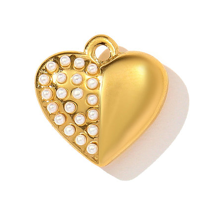 304 подвески из нержавеющей стали, сердце прелести, с имитацией жемчуга, ионное покрытие (ip)